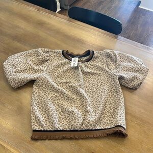 fab'rik Navy, Brown, Cream Knit Top